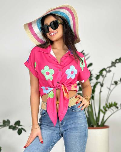 Royalfashion Sieviešu īsais krekls ar ziediem