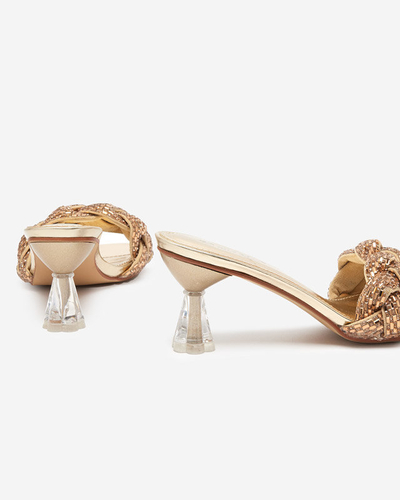 Gold lacquered slippers with low heels Sipeno - Footwear