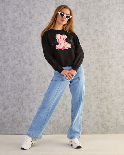 Royalfashion Sieviešu kokvilnas džemperis ar plānu apdruku