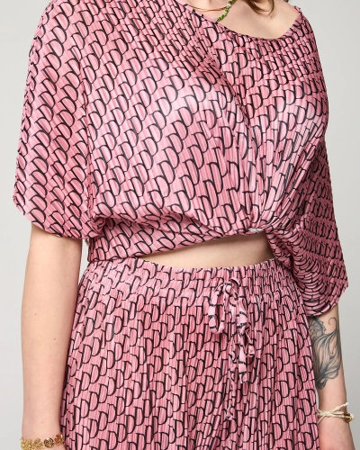 Dark pink women's patterned pleated set - Clothing