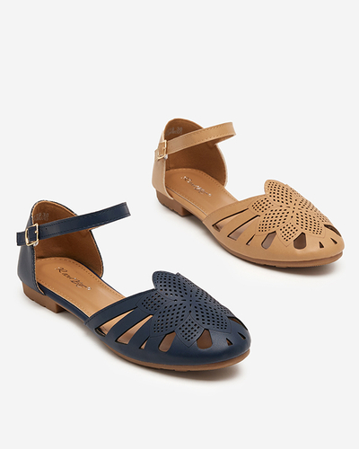 Navy blue women's sandals with flat heels Miankas - Shoes