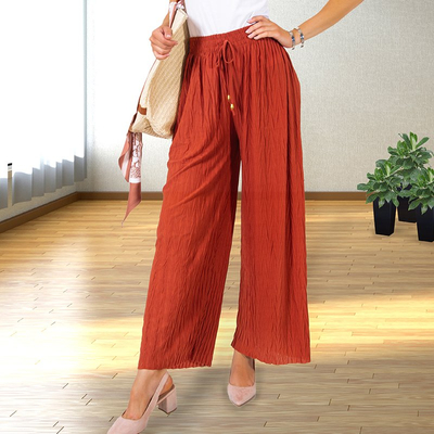 Loose red knitted palazzo trousers - Clothing