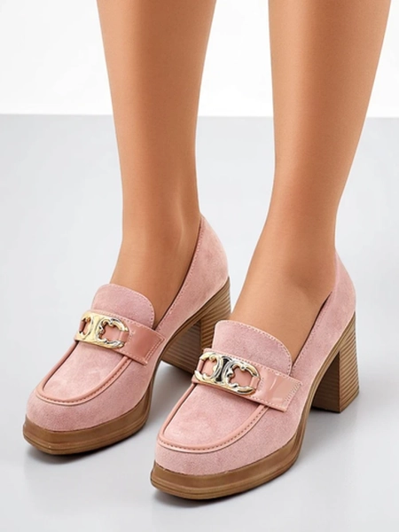 Royalfashion Women's Moccasins on a Block Heel Qeroy