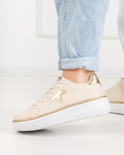OUTLET Beige and gold women's sports shoes Taqeva - Footwear