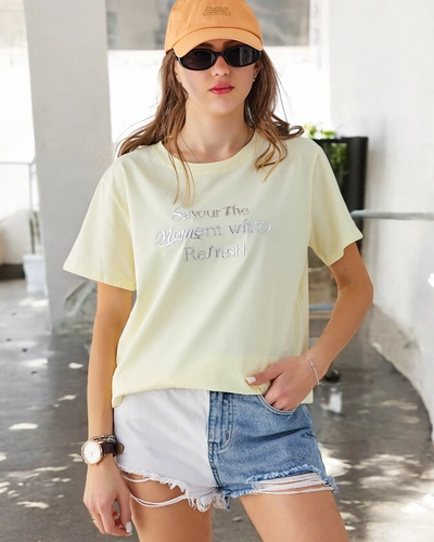 Royalfashion Женская хлопковая футболка «Насладитесь моментом» с Refresh