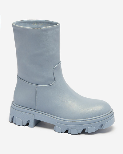 Blue women's slip-on boots with Mekira insulation - Footwear