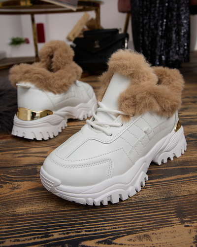 Sports white women's shoes with fur Flixi - Footwear