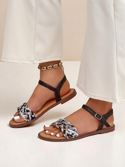 Royalfashion Sandale për femra me shollë të sheshtë ColorStrap