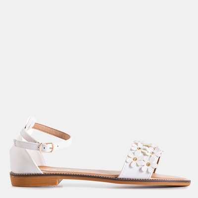 Rafana women's white sandals with flowers - shoes