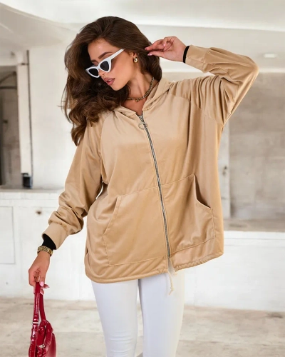 Royalfashion Sieviešu džemperis bez rāvējslēdzēja ar kapuci