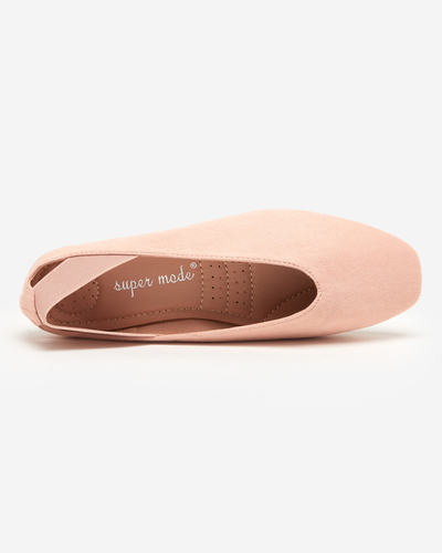 Pink women's ballerinas with a square toe Lojara - Footwear