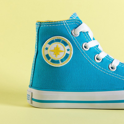 Blue children's high-top sneakers with Alvari badge - Footwear