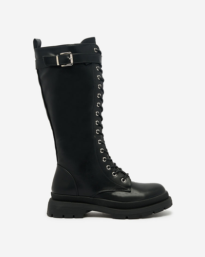 Royalfashion Black women's lace-up boots Apovido