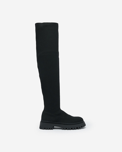 Royalfashion Black women's slip-on over-the-knee boots Radgitas
