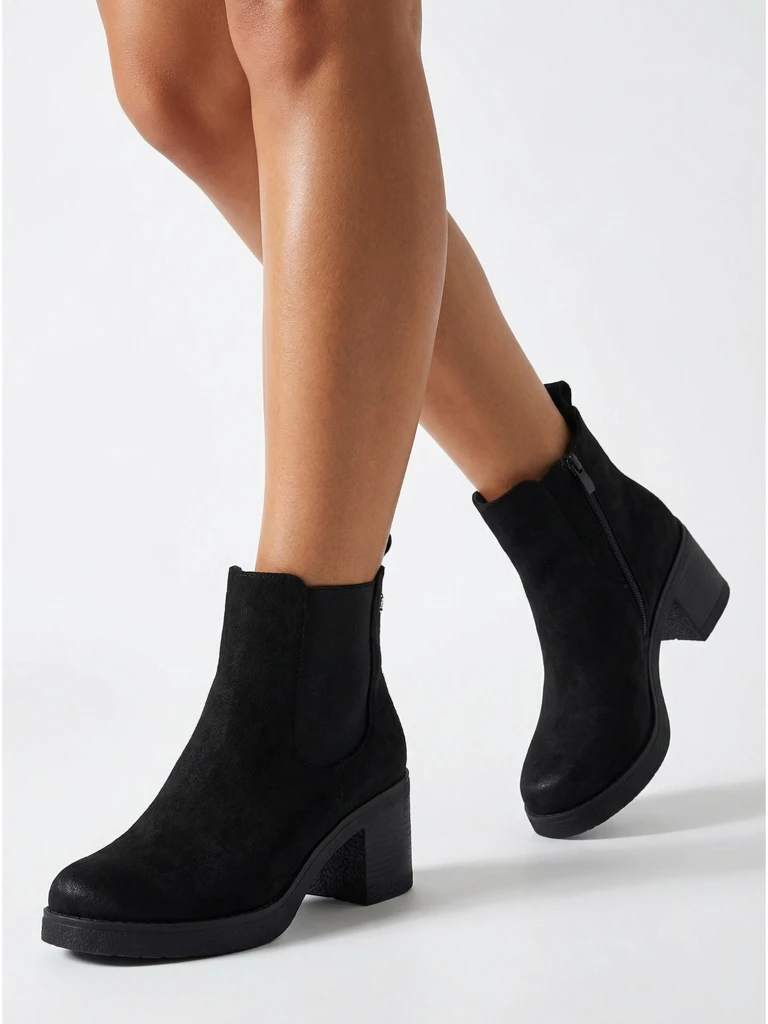 Women's eco-suede ankle boots on a block heel Arsh