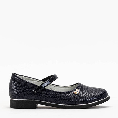 Navy blue girls' ballerinas with Doubi strap -