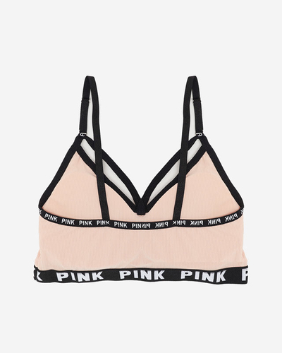 Women's pink sports bra with inscriptions - Underwear