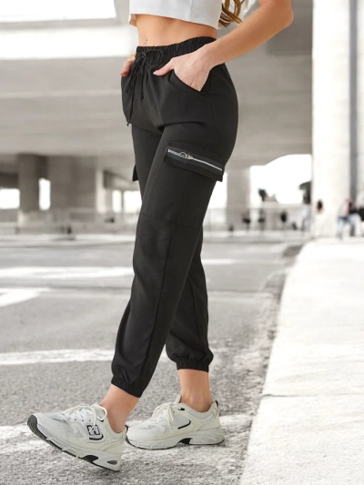 Pantaloni Elenna Sportivi Lunghi Neri con Tasca