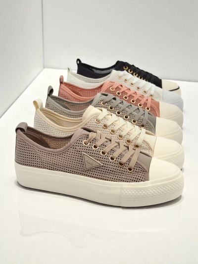 Ženske superge Hypatia Mesh svetlo rjava za poletje raven podplat 3cm