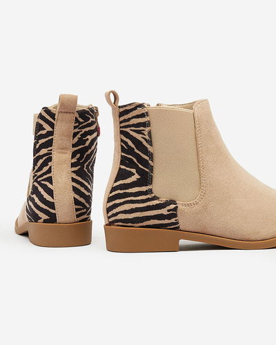Royalfashion Beige women's boots with Dercozea print