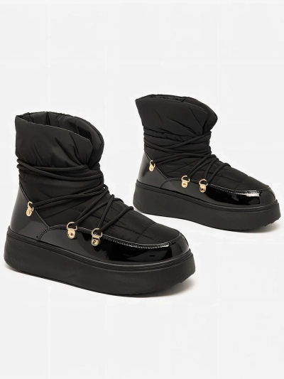 Royalfashion Sieviešu slips-on sniega zābaki melnā krāsā Dabenda