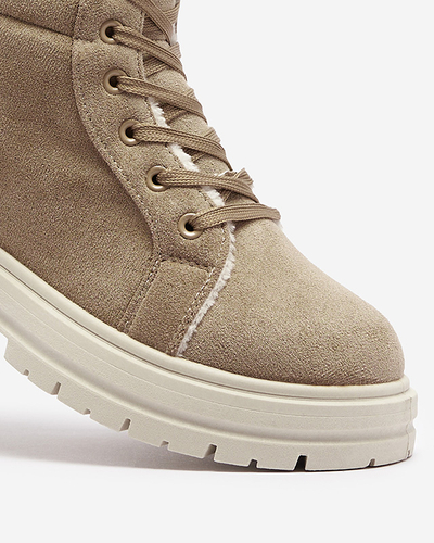 Women's insulated trapper boots in brown color Tivica - Footwear