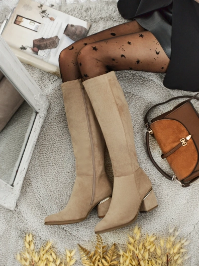 Women's Eco-Suede Block Heel Boots Niefio