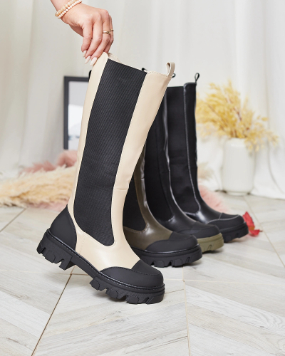 Royalfashion Beige women's mid-calf boots Blyss