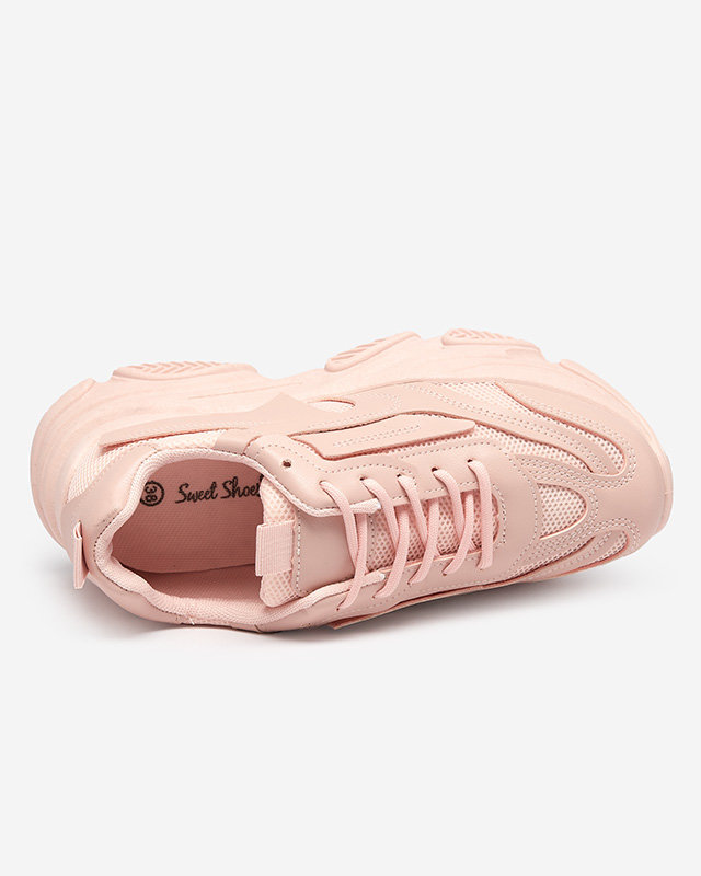 Pink women's sports shoes on a massive Okis sole - Footwear