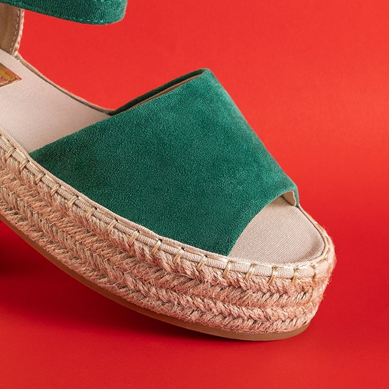 Green women's platform sandals Almira - Footwear