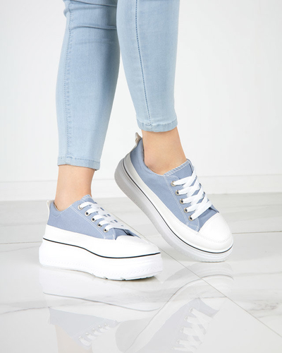 OUTLET Blue and gray women's sneakers on the Veritar platform - Footwear