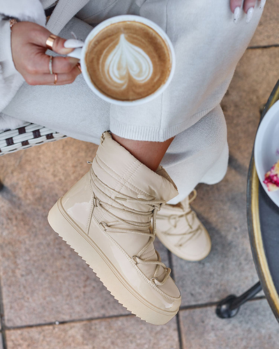 Royalfashion Женские сапоги-слипы a'la snow boots бежевого цвета Nevsone