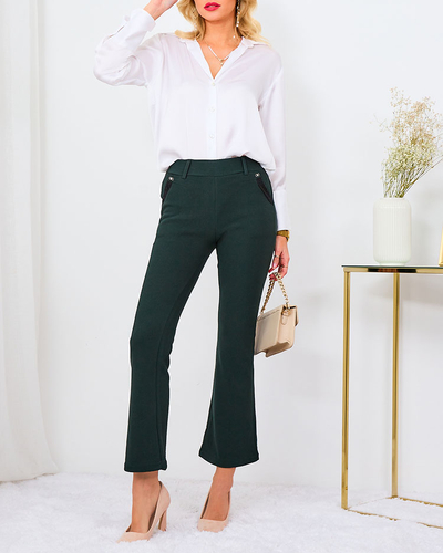 Royalfashion Dark green women's fabric pants a'la bells
