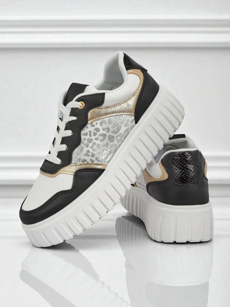 Женские кроссовки Royalfashion Callista платформа черные экокожа размер 40