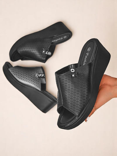 Royalfashion Women's Luna Wedge Heel Mules