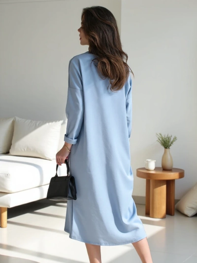 Royalfashion Women's midi dress, oversized fabric with a flower
