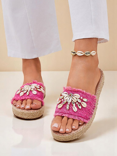 Royalfashion Callista Fuchsia women's platform flip-flops with shells