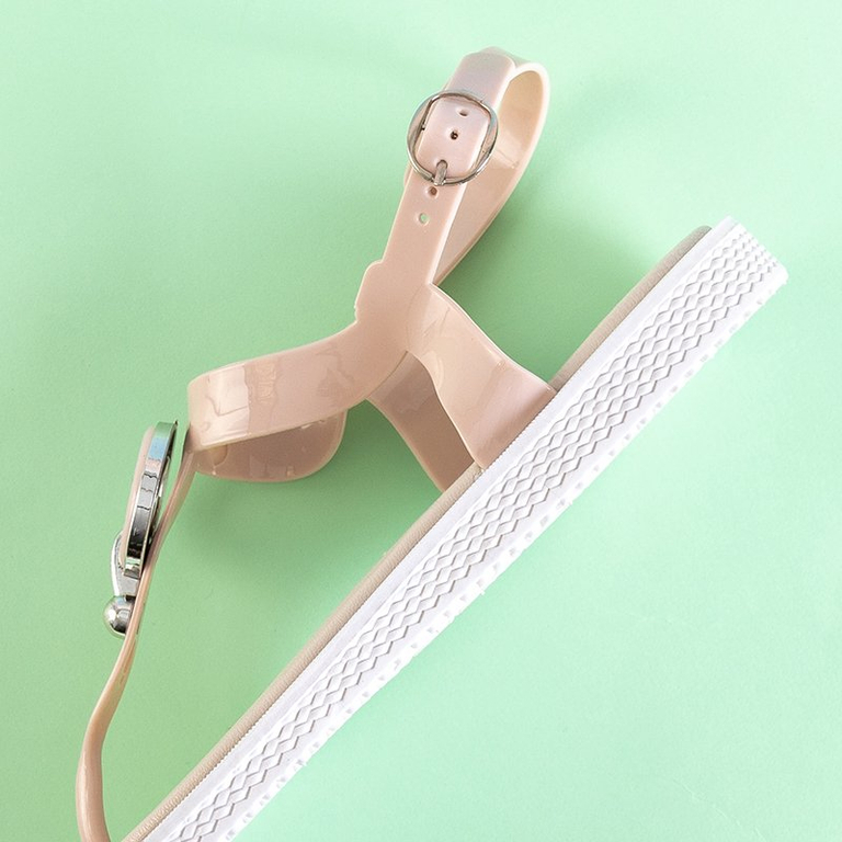 Beige women's sandals a'la flip-flops with Dosala decoration - Footwear