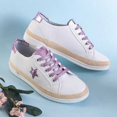 White sports sneakers for women with a star Estosiu - Footwear