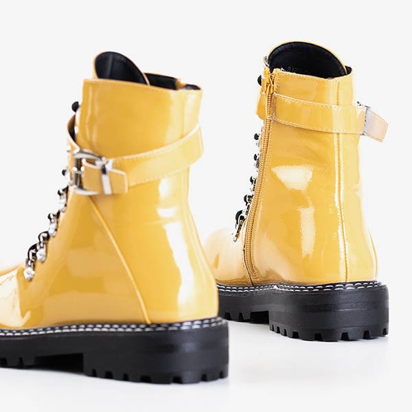 Żółte lakierowane workery Almelo - Obuwie