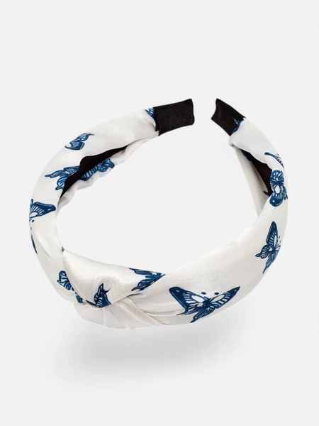 Royalfashion Plaid Headband with Butterflies Butterfly Weave