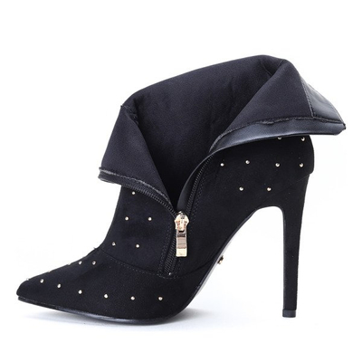 Black stiletto boots with rhinestones Audrey - Footwear