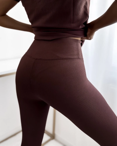 Royalfashion Dark brown women's sports set with hearts