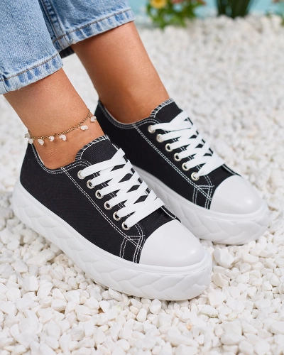 Royalfashion Черные женские кроссовки на платформе Merija