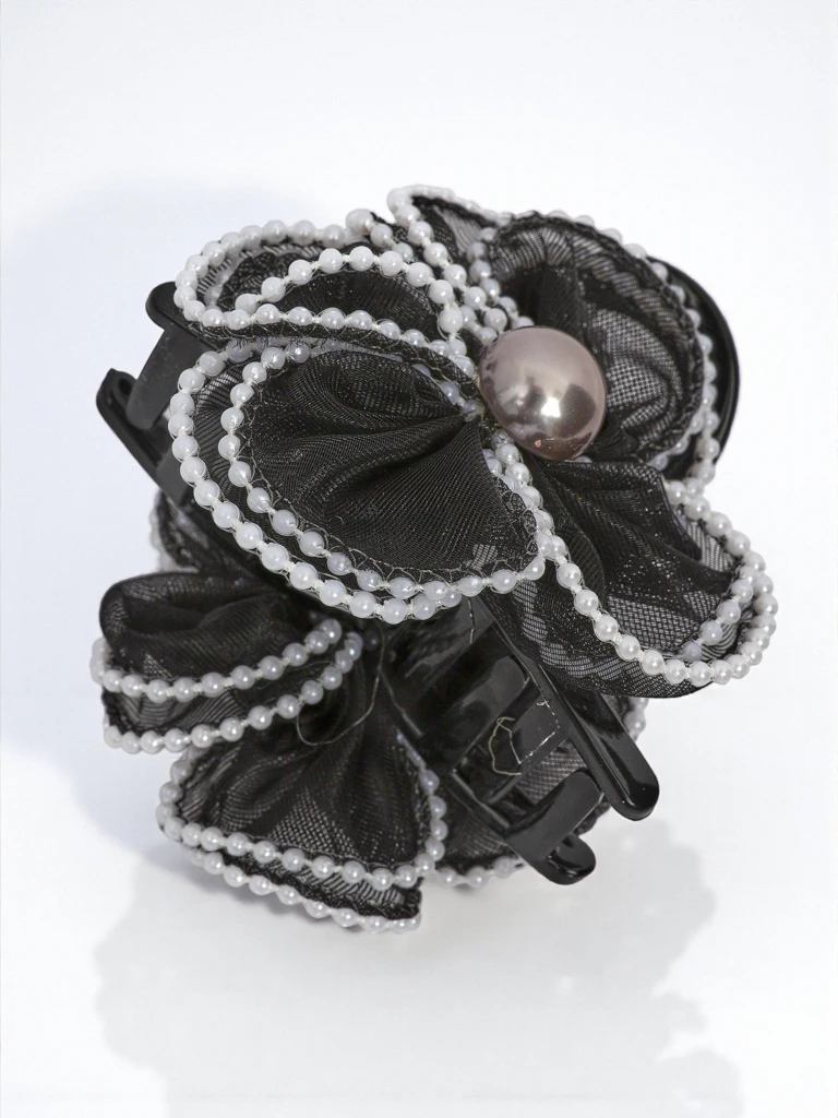 Royalfashion Hair Clip with Pearls and Tulle Flower