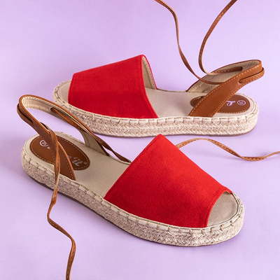 Red women's tied sandals Blisis - Footwear