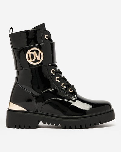 Royalfashion Sieviešu lakoti bagger zābaki melnā krāsā Simbeba