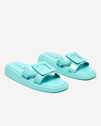 Women's mint slippers with Zegor ornament - Footwear