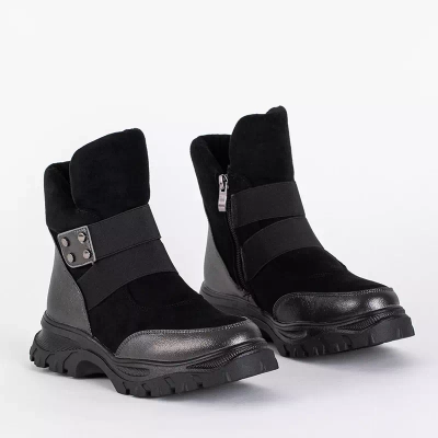 OUTLET Graphite black children's boots with a high tongue Delgito - Footwear