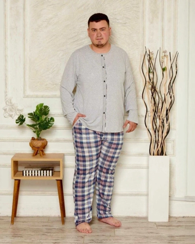 Royalfashion Kokvilnas pajama vīriešiem ar uzdruku